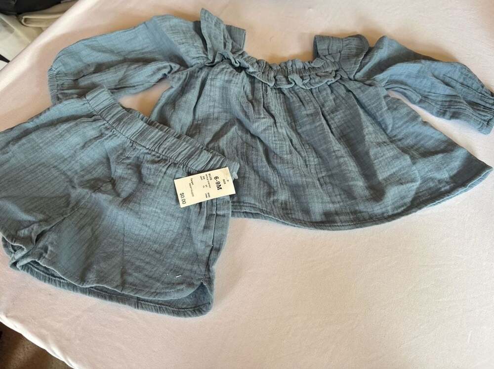 Target Baby 2-Piece Gauze Top and Shorts Set Blue 6-9M